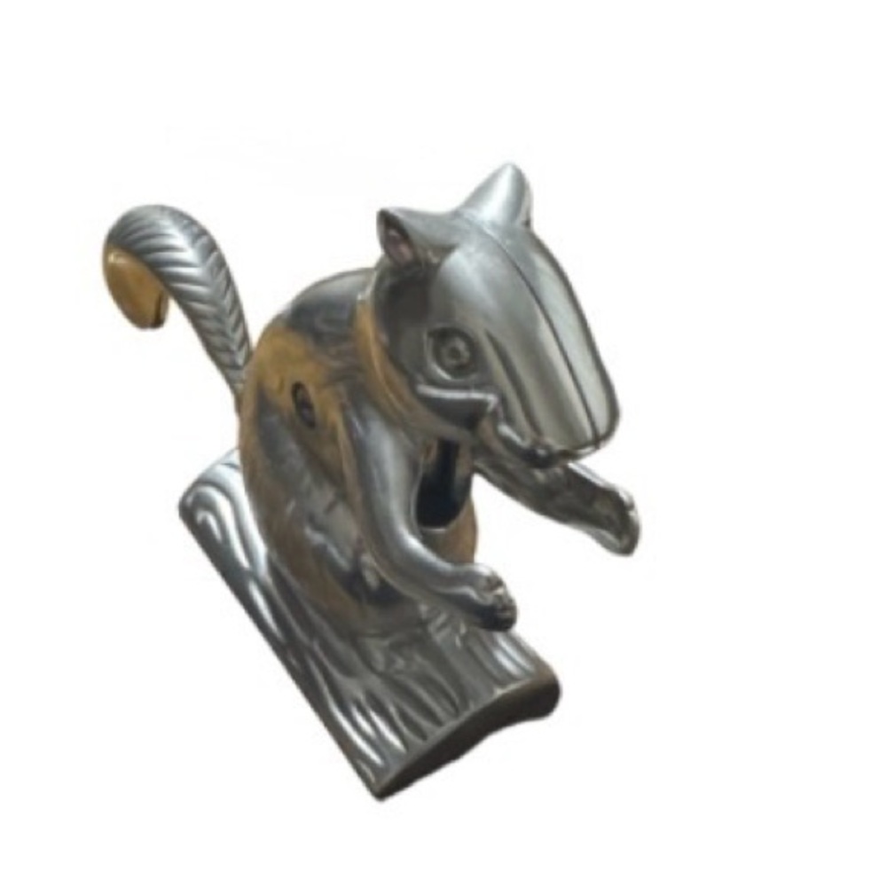 Vintage cast aluminum Silver Squirrel Door nutcracker